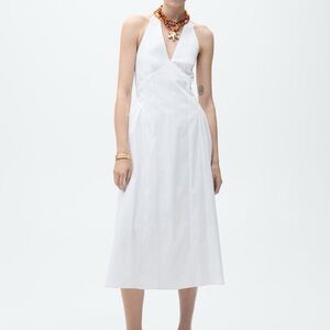Mango White Strapless Halter Maxi Dress